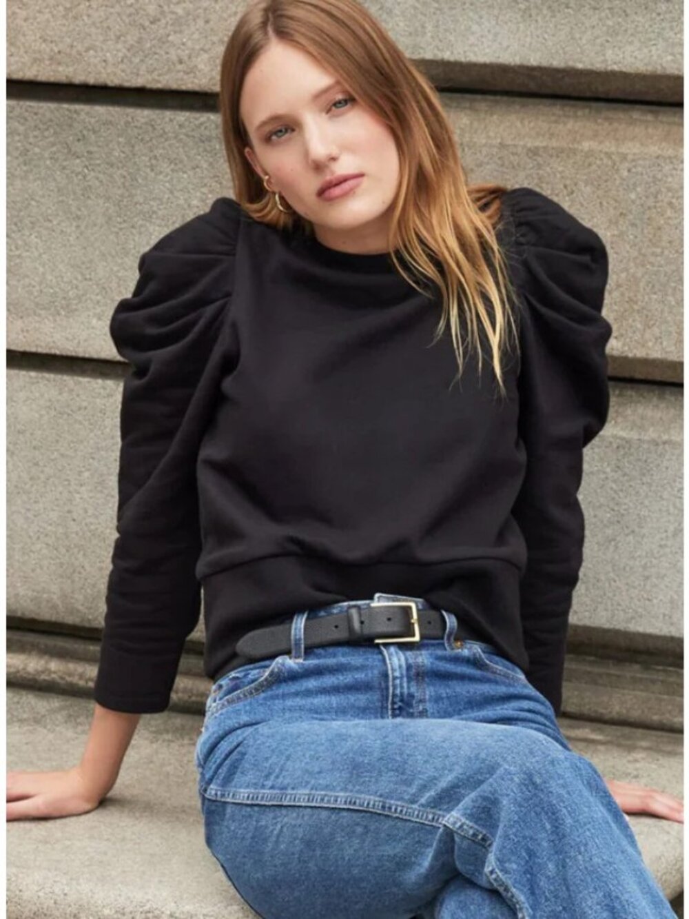 Soldout NYC Women's Puff Sleeve Long Sleeve Sweatshirt Size Small Organic Cotton